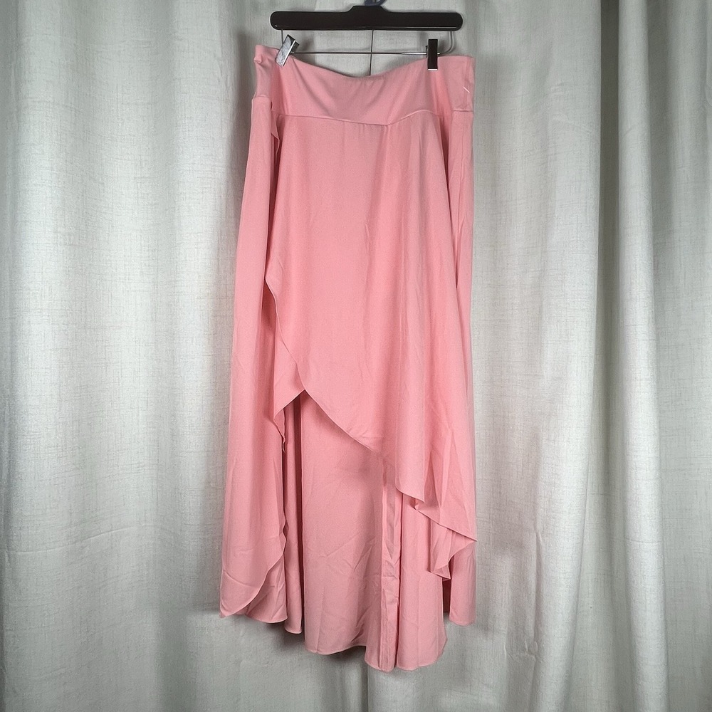 Halara Breezeful High Waisted High Low 2-in-1 Flowy Casual Maxi Skirt Pink XL